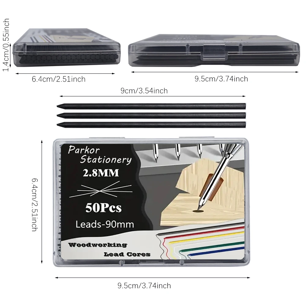50/100Pcs 부드러운 필기를 위한 대용량 2.8mm 목공용 리드 리필, 쉽게 부러지지 않음, 스케치 측량 매핑 도구