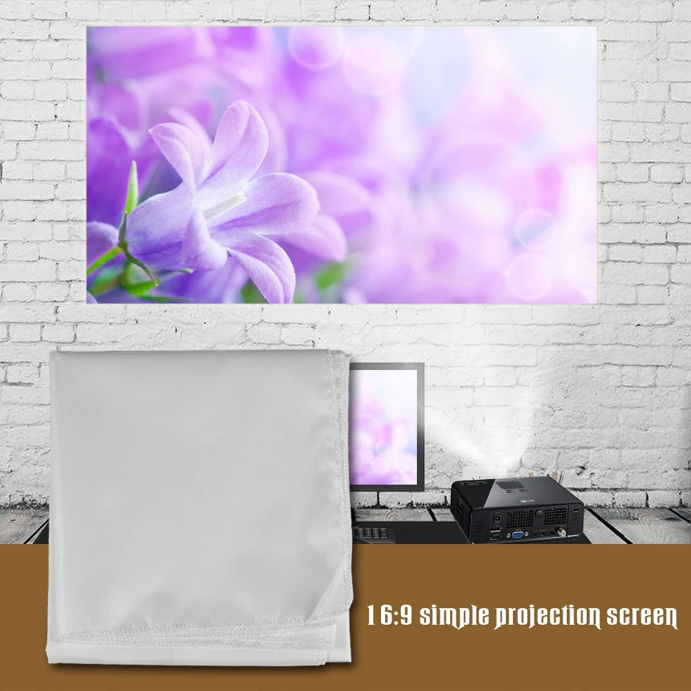 60-120 Inch Projector Curtain Portable White Color Projector Curtain Projection Screen 16:9 projector screen,projection screen