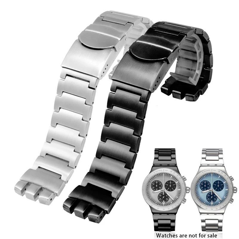 

23mm316 Solid Stainless Steel Watchband For Swatch YCS YAS YGS IRONY Watch Band Strap Metal Watch Wrist Silver Black Bracelets