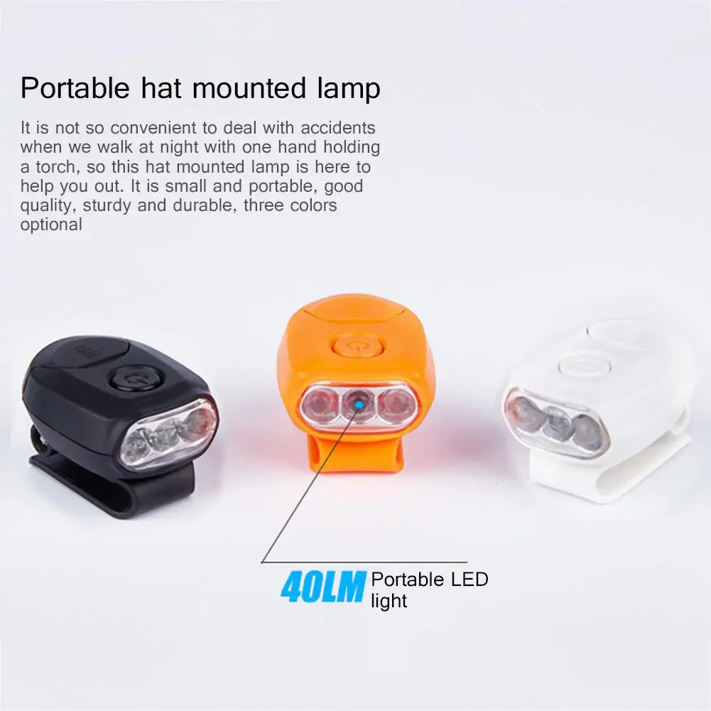 LED Headlamp Head Flashlight Head Lamp Portable Cap Light 90&deg; Rotatable Clip-on Hat Light for Camping Cycling