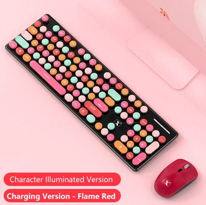 Uthai-conjunto de Teclado e Mouse Sensível Mecânico Punk sem Fio Office Business Meninos e Meninas Personalizado N520 2.4g - Imagem 3