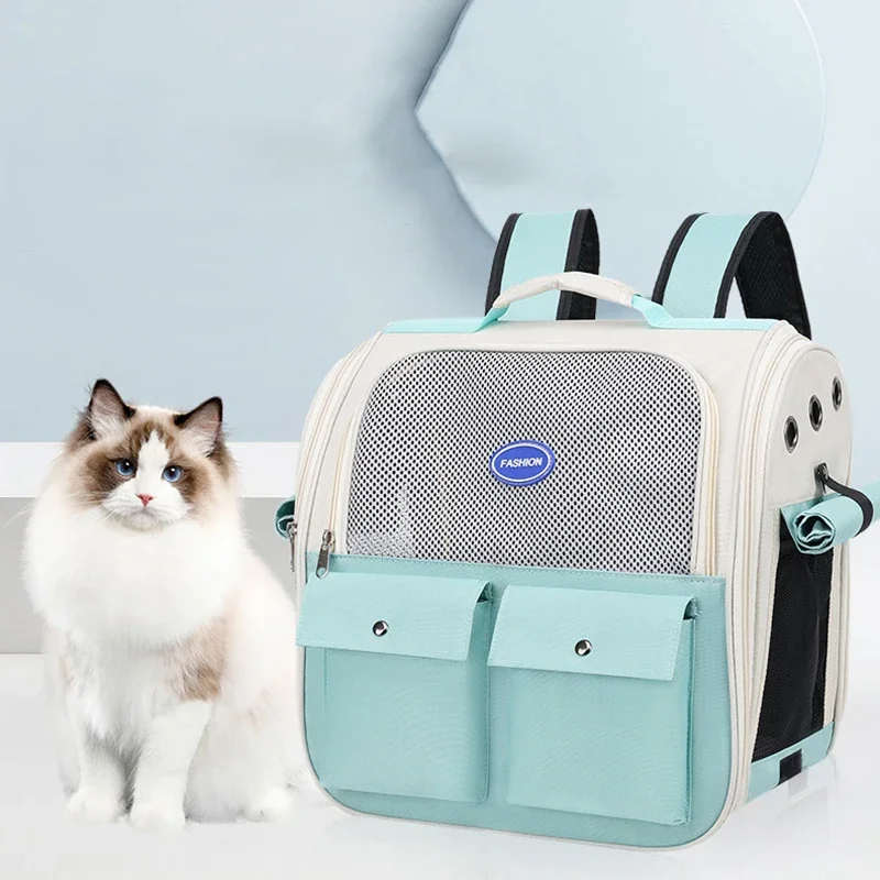 Ventilation Large Capacity Cat Carrier Backpack Adjustable Strap Pet Carrying Bag Foldable Cat Backpack for Outdoor Travel