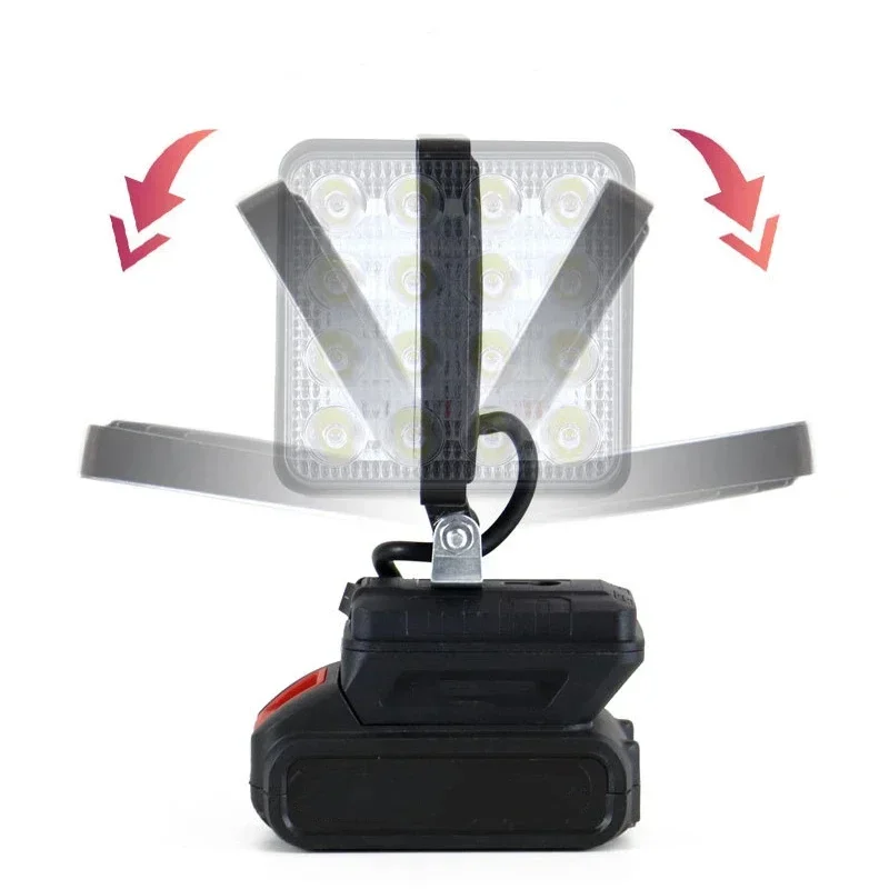 Cordless LED Work Light Flashlight Outdoors Flood Lights Makita DeWalt Milwaukee 18V Lithium Battery Camping Hiking Lighting