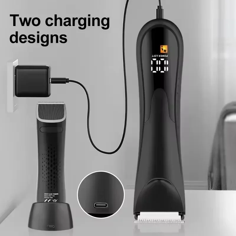 Groin Hair Trimmer - Electric Trimmer for Men Waterproof Ball Ceramic Blade Trimmer for Pubic/Body/Groin Grooming 3