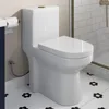 Small Compact One Piece  For Bathroom, Powerful & Quiet Dual Flush Modern Toilet, 12'' Rough-In Toilet&Soft Closing Seat Include 1