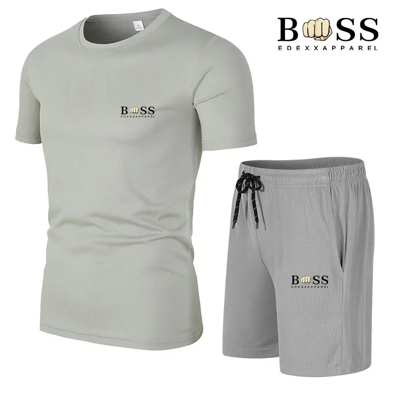 Men Short Set Summer Quick-dry Suit Two-piece Outfit 2024 New T-shirts and Shorts Fashion Jogging Fitness Tracksuit Men's Sets