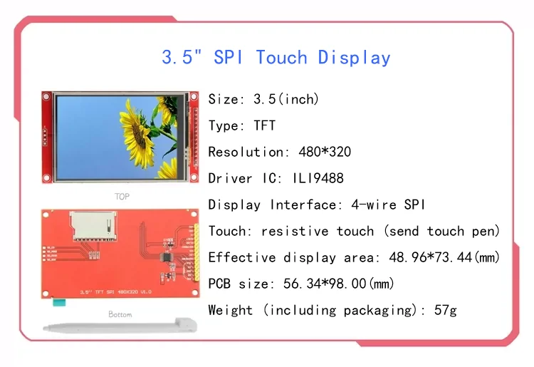 2,2 Zoll/2,4/2,8/3,2/3,5 Zoll TFT Touch Color SPI serielles LCD-Anzeigemodul – Detail 6