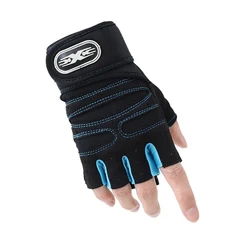 Enhanced Fitness and Weight Lifting Gloves - M (Black light blue)