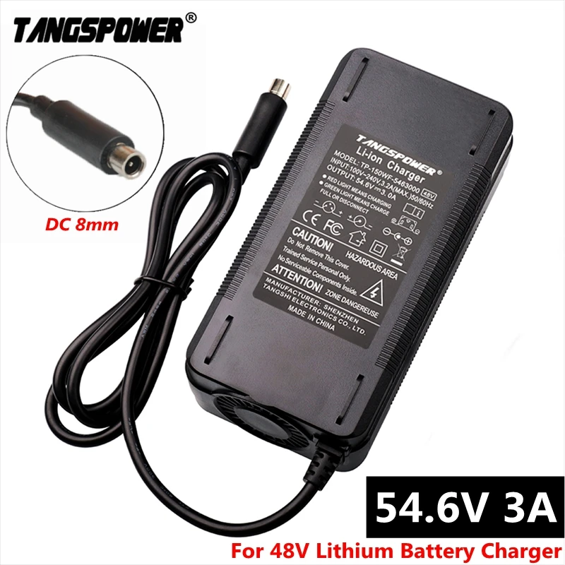 Carregador de Bateria do Li-íon de 54.6v 3a para o Carregador de Bateria de Lítio Bonde da Bicicleta da I-caminhada para 13s 48v dc mm