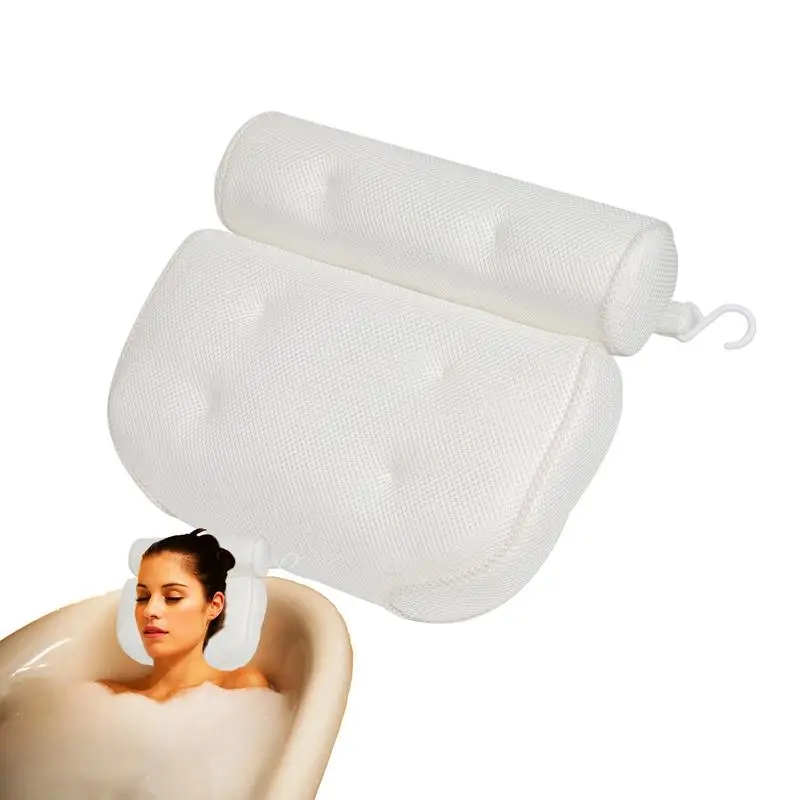 

Shower Pillows With Suction Cup Non Slip Bath Pillow For Neck Support Breathable 3D Mesh Bathtub Spa Head Rest Bathroom Supply