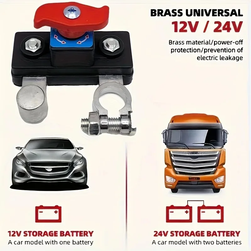 Manual/Auto Car Battery Disconnect Switch - 12V/24V Circuit Breaker with Anti-Leakage Protection for Universal Auto Use