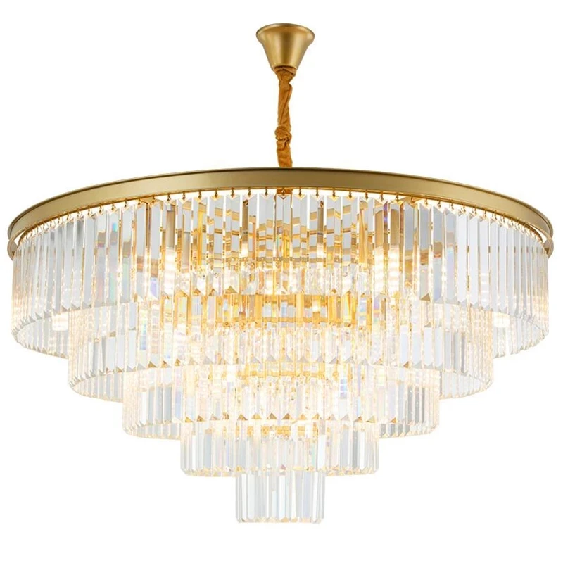 

Jmmxiuz Modern round golden crystal chandelier dining room bedroom living room American K9 crystal lighting lighting