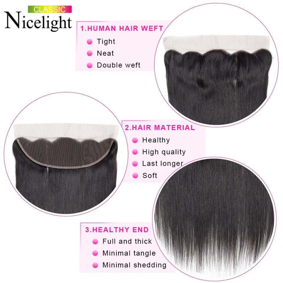 Nicelight Lace Front Straight Hair Transparent Brazilian Human Hair 22 Inch 5x5 Lace Closure Free Part 13x4 HD Frontal Sale