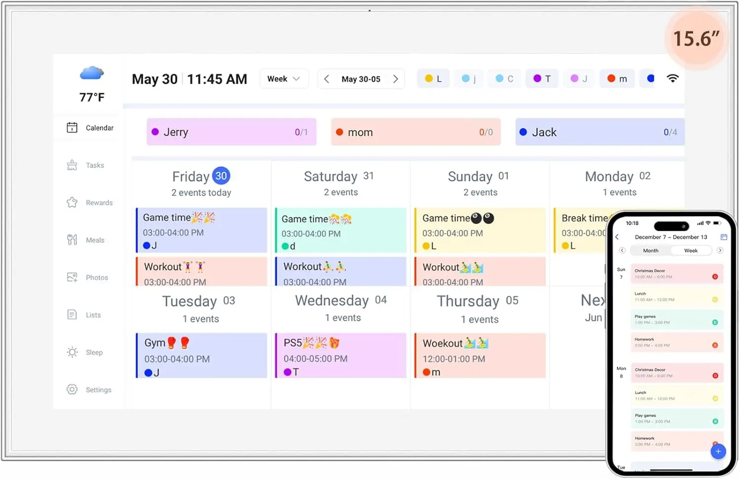 15.6 inch Digital Calendar Touchscreen, Wall Planner, IPS FHD,Smart Family Schedules, Chore Chart, Wall Organizer for Multi-Chil