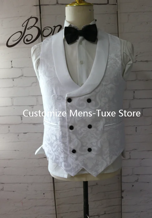 Ivory Men's Wedding Groom Suit 3 Piece Jacket Pants Vest Formal Tuxedo Elegant Men's Custom Suit  Bow tie not Included