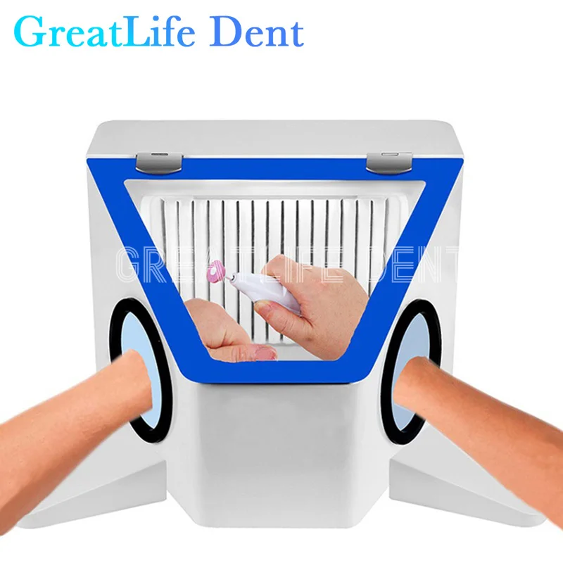 

GreatLife Shadowless Dental Sandblasting box Dental Lab Clinic Dust Collector Vacuum Dust Extractor Box Lapping Protector