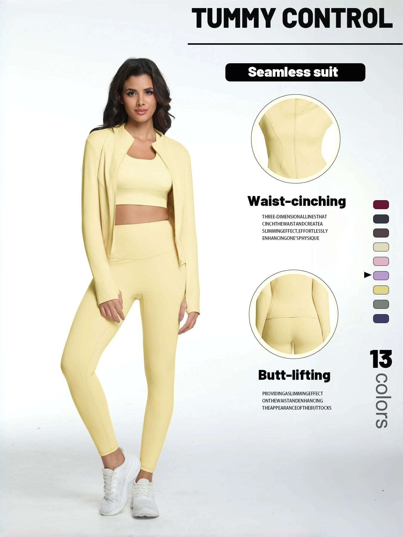 Women's Zipper Long Sleeve Top High Waist Leggings Active Wear Set - Image 3