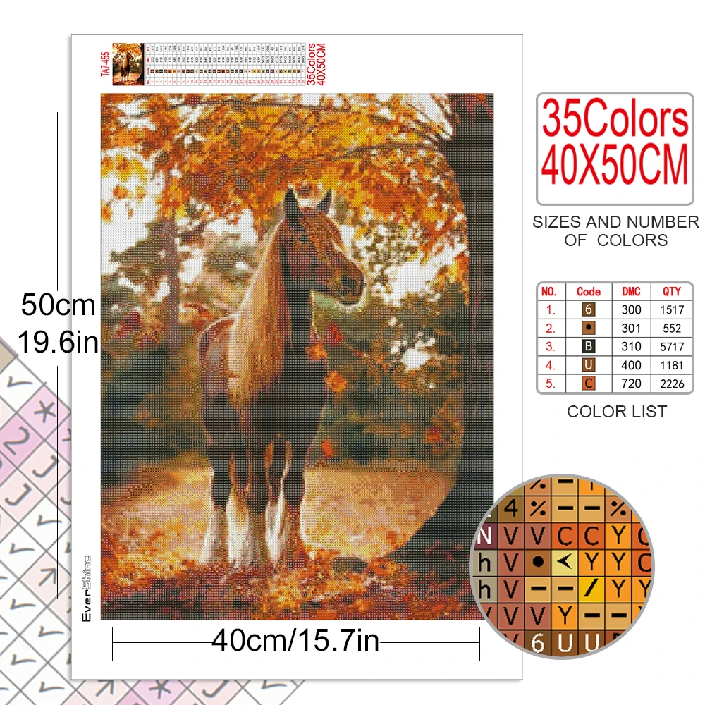 Evershine Diamond Painting Horse Full Square Diamond Embroidery Animal Cross Stitch Mosaic Rhinestone Art Home Decor