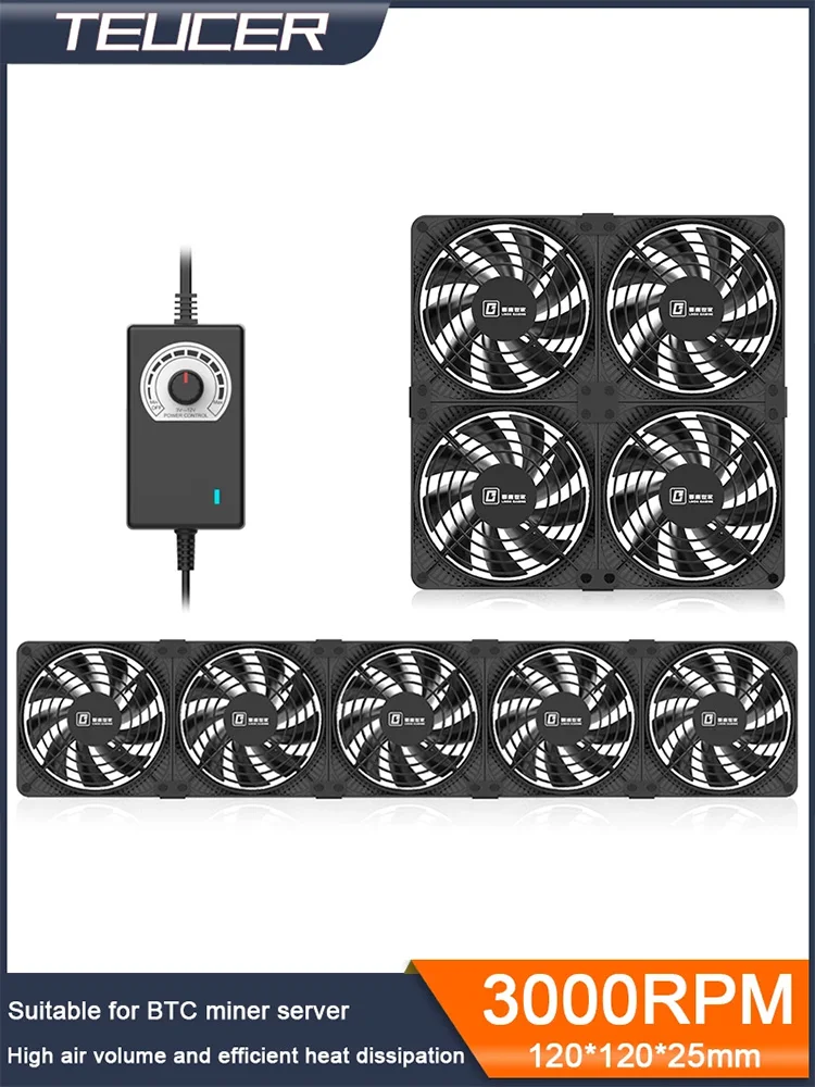냉풍기 휴대용 미니 USB 선풍기, 조절 가능한 데스크탑 스탠드, 냉각 기능 포함된 초저소음 전기 선풍기, PC용 사무실 테이블 선풍기 8 TEUCER 3000RPM 120mm 대용량 풍량 220V Btc 채굴 기계 워크스테이션 캐비닛 서버 케이스 냉각 시스템 팬 어댑터 포함