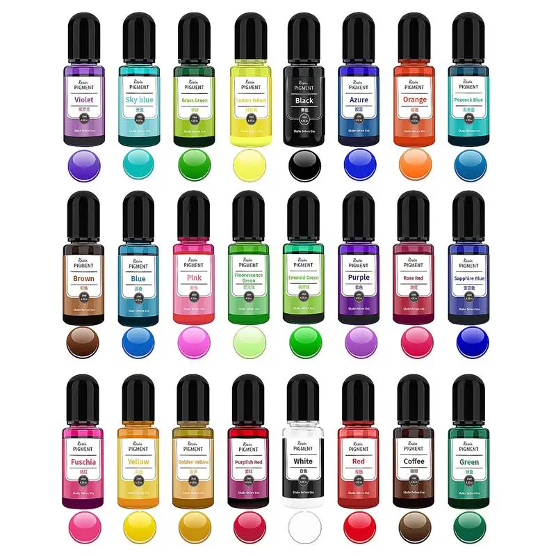 24 Color Art Ink Alcohol Resin Pigment Liquid Colorant Dye Ink Diffusion For Epoxy Resin DIY Jewelry Making Liquid Dye Epoxy Resin Pigment