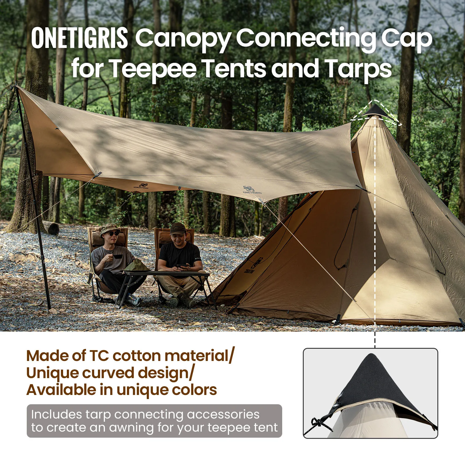 OneTigris Canopy Connecting Cap For Teepee Tents and Tarps