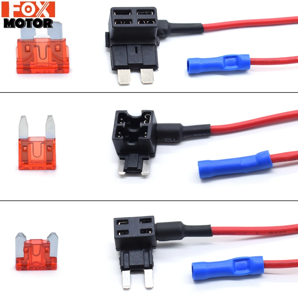 3X 12V Car Blade Fuse Holder Add A Circuit TAP Adapter Micro Mini Standard ATM APM Auto Fuses 10 AMP Car Truck Van SUV Fuse Wire