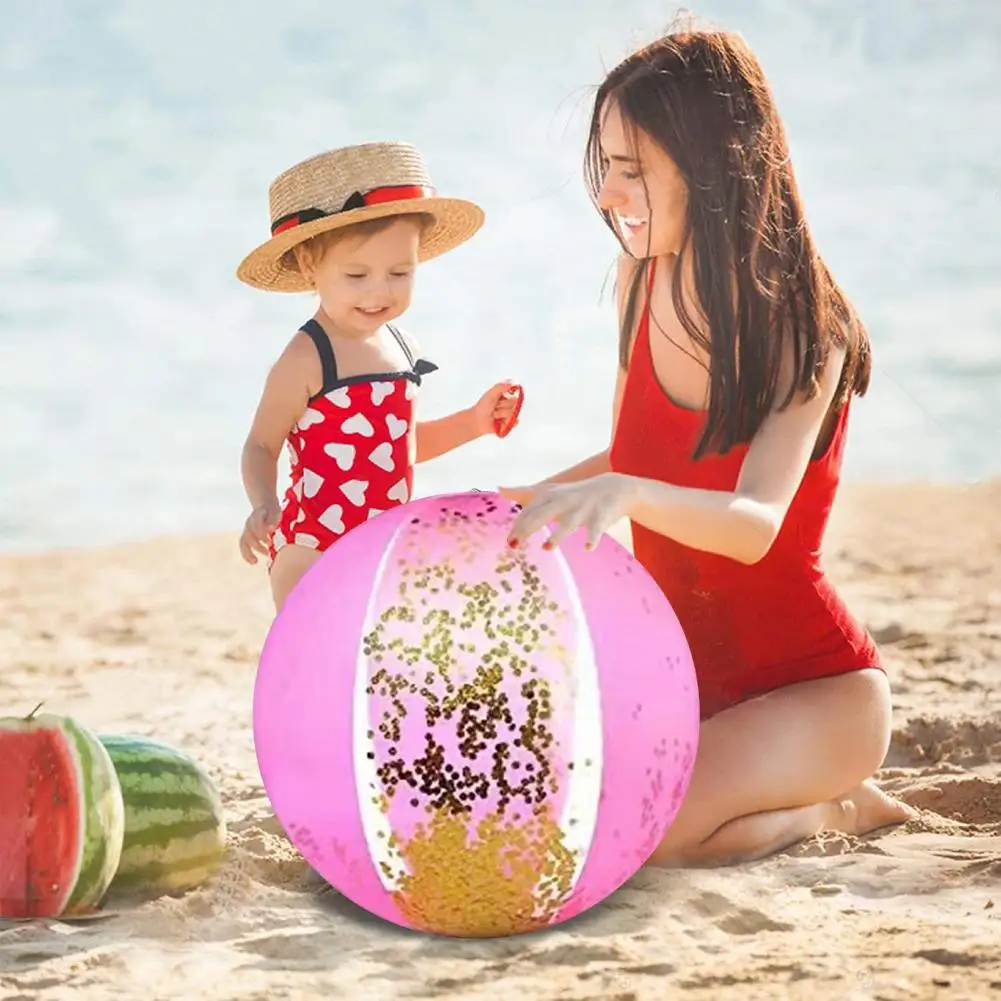 Glitter Inflatable Beach Ball Set Pump Sparkling Pool Toys Kids Toddlers Summer Parties Sand Play Water Fun water toys inflatable water toys inflatable ball toys inflatable swimming pool toy