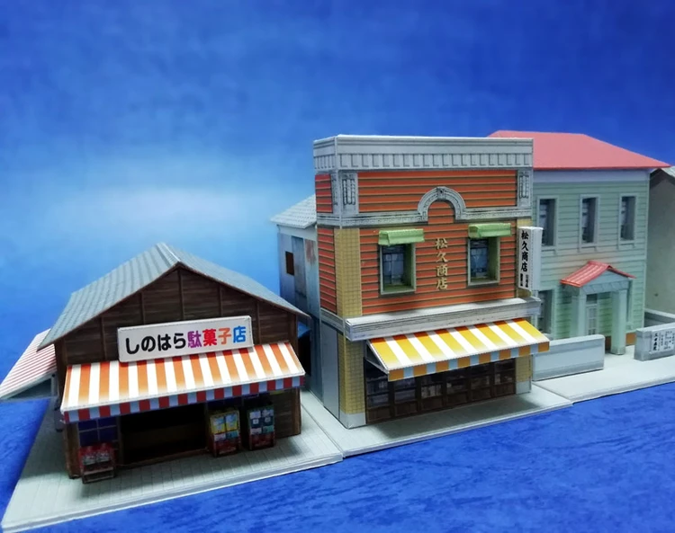 1:150 N-Scale Japanese Building Diorama 3D Paper Model Scene DIY Handmade Ornaments 12 Showa huts