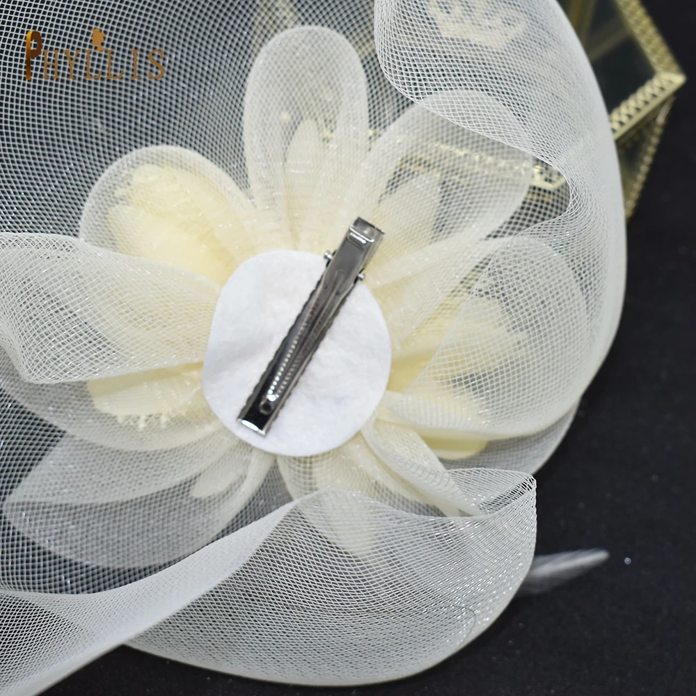 JM02 White Black Bridal Fascinator Birdcage Veil Wedding Hat Short Bride Face Veil Charming Evening Blusher Veil Bridal Headwear