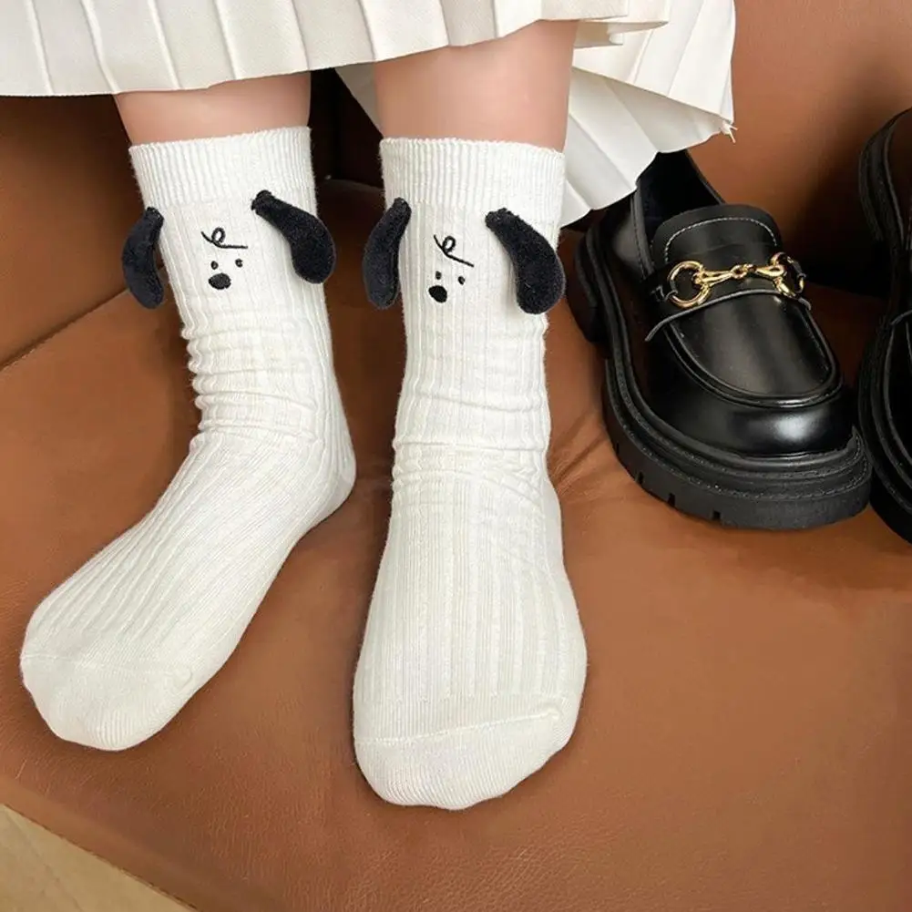 

1 Pair Funny 3D Dog Socks Funny Socks Eared Puppy Socks Versatile White Floor Socks Harajuku Sokken Gift