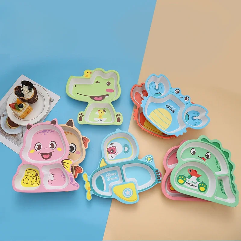 

Create A Cartoon Bamboo Fiber Home Children's Partition Plate Kindergarten Baby Cute Complementary Food Separation Plate