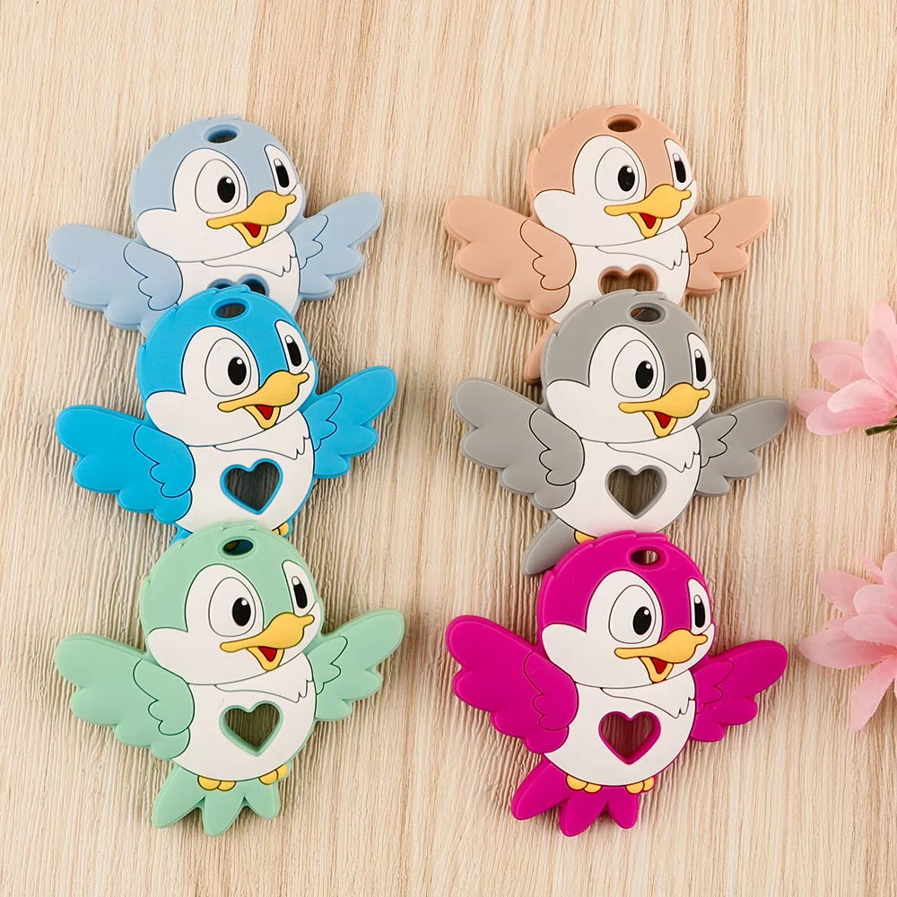 baby teething items at 3 months Kovict 5/10/20Pcs New Bird Silicone Teethers Animal Food Grade Silicone Teething Toys DIY Pacifier Chain Accessories Baby Gifts top Baby Teething Items