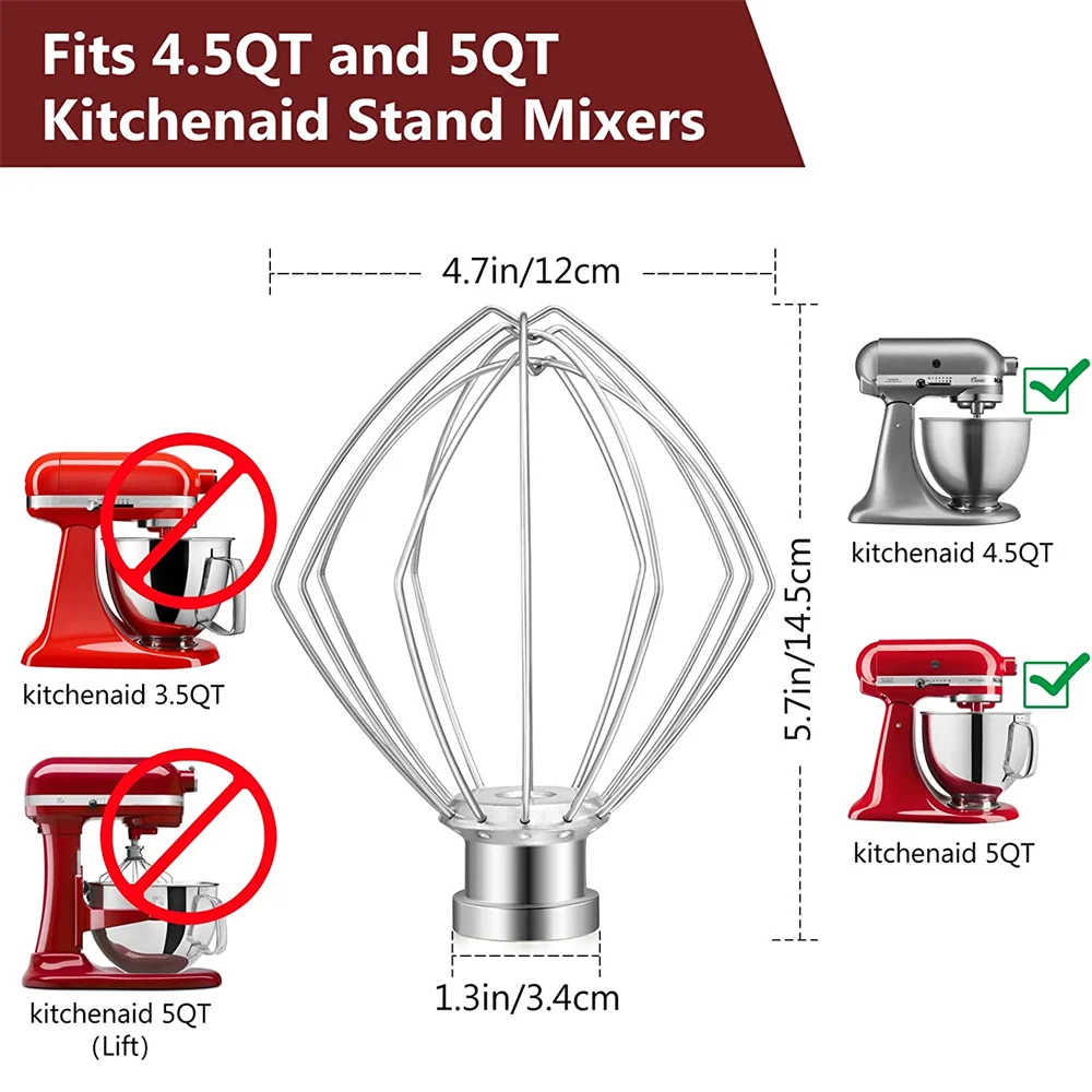 Stainless Steel Wire Whip Kitchen Electric Mixer Accessory For 4.5QT  KitchenAid K45WW Stand Mixer With Whisk Attachment - AliExpress