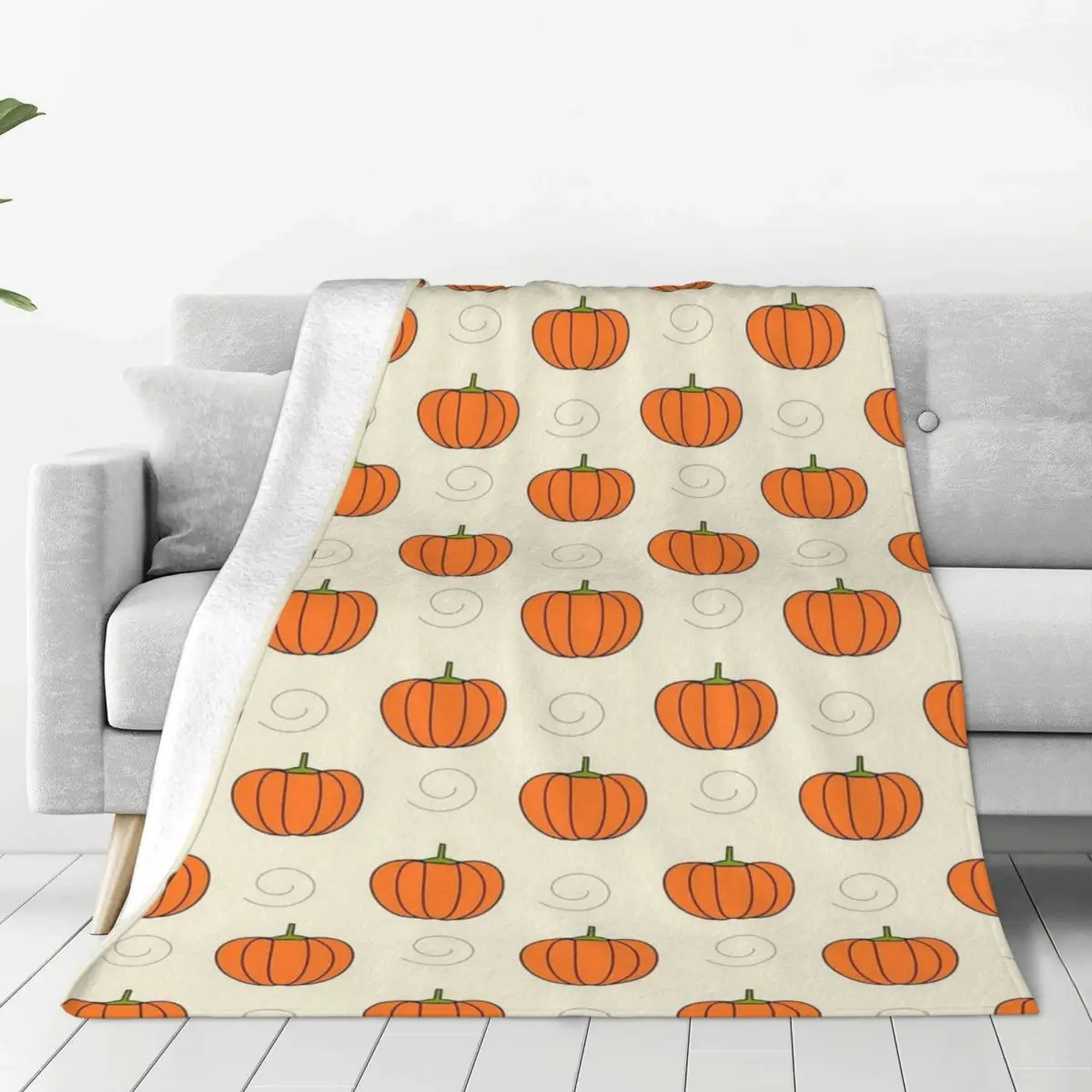 

Halloween Plaid Blanket Velvet Textile Decor Pumpkin Gift Portable Lightweight Thin Throw Blanket for Bed Outdoor Bedspread