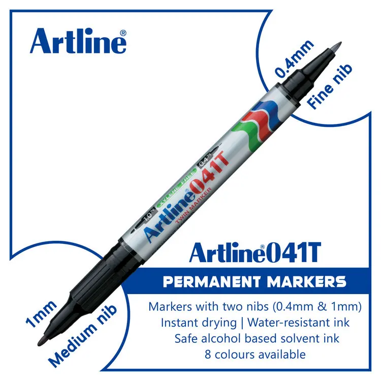 Japan Artline EK-041T oil-based small double headed marker pen waterproof quick drying and non fading