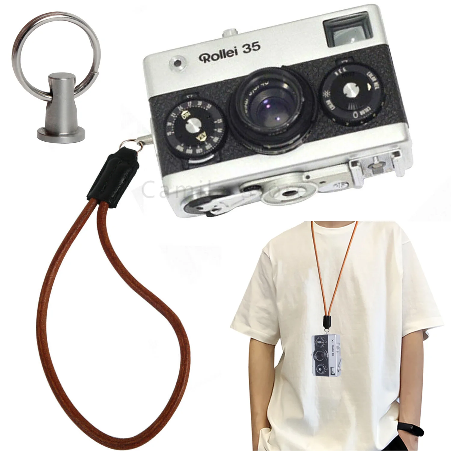 Enhanced Leather Camera Sling Strap Adapter with Metal Clip Buckle - Premium Accessories Bundle