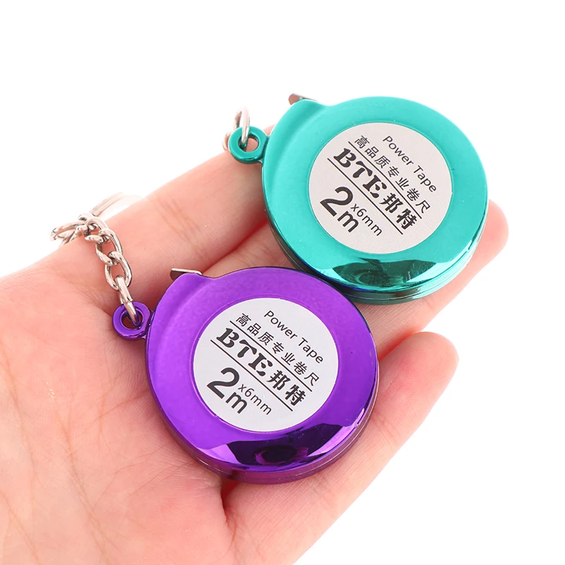 

2M Delicate Multipurpose Measure Tape Steel Tape With Keychain Steel Ruler Portable Mini Round Keychain Measure Steel Tape