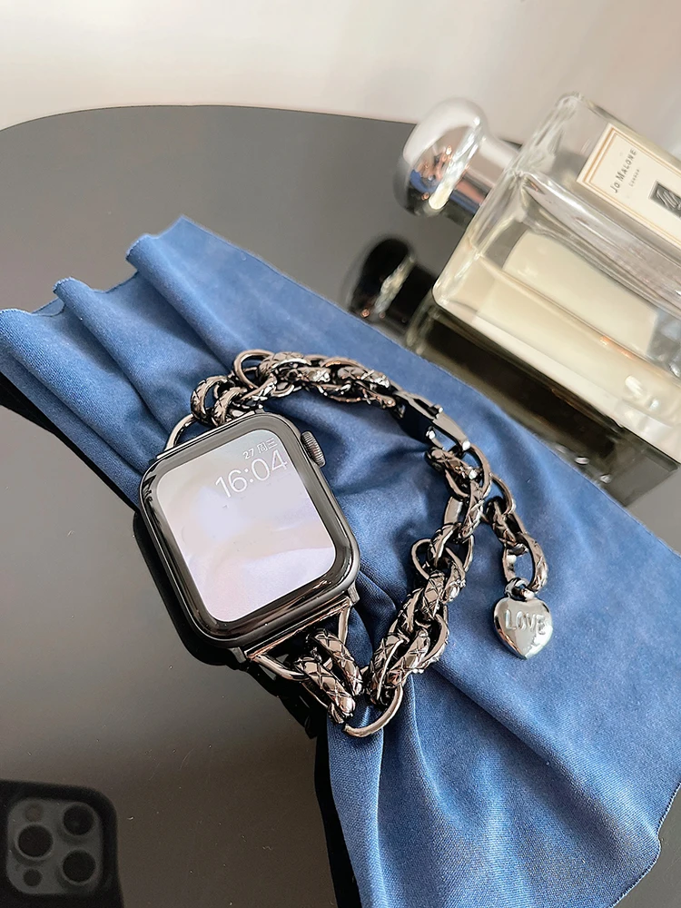 

Ремешок из нержавеющей стали для Apple watch band 40 мм 38 мм 41 мм 44 мм 45 мм 42 мм, роскошный металлический браслет для iWatch Series 7 3 4 5 6 se correa