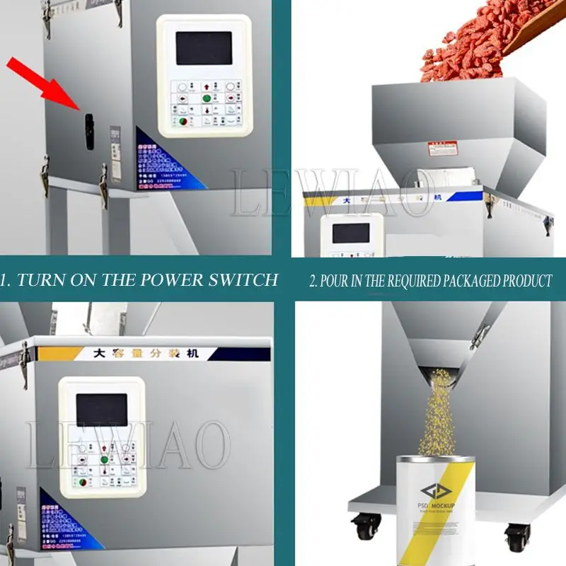 110V 220V Auto Weight Powder Grain Spices Bean Coffee Tea Particle Filling Packaging Packing Machine 4