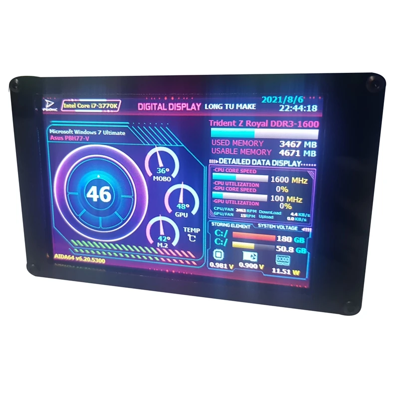AIDA64 Computer Monitoring USB LCD Screen For Mini ITX Case 3.5 Inch IPS TYPE-C Secondary Screen CPU GPU RAM HDD