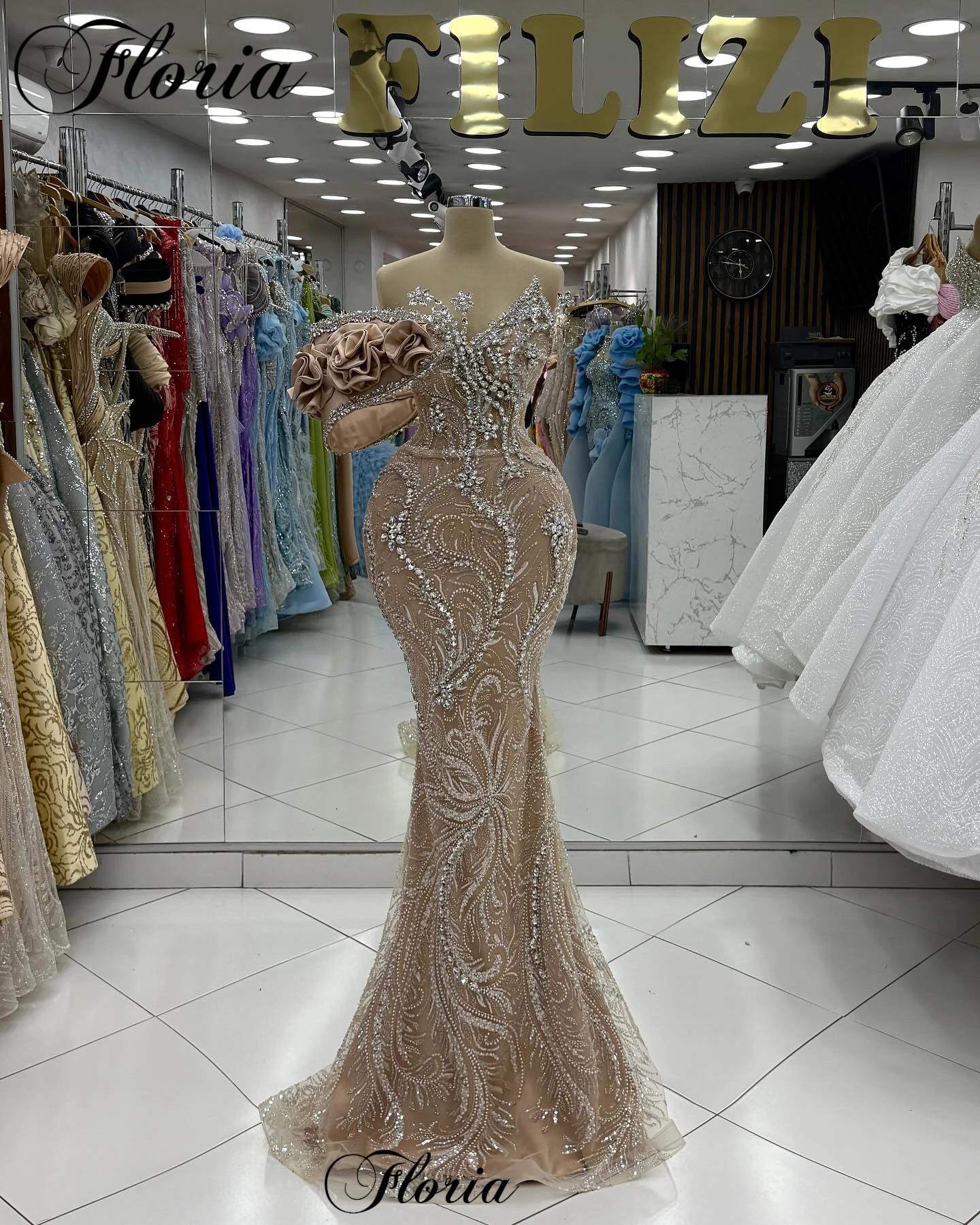 Champagne Mermaid Cocktail Dresses With Crystals Sweetheart Off Shoulder Prom Dresses Party Vestidos Femenino Customized