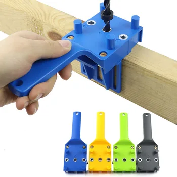 Quick Wood Doweling Jig Plastic ABS Handheld Pocket Hole Jig System 6/8/10mm Drill Bit Hole Puncher For Carpentry Dowel Joints 2
