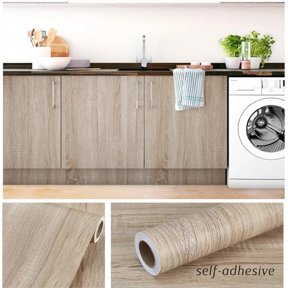 Wood Grain Wallpaper Self Adhesive Classic Removable Contact Paper Plank for Countertop Wardrobe Vinyl Film Roll  Kitchen Decor black self adhesive vinyl wallpaper wood plank wall stickers decorative film contact paper kitchen wall home decor