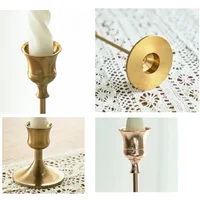 3pc Candlestick Holders Kit Brass Gold Candlestick Set Candle Holders Decorative Candlestick Stand for Wedding Party Dinning 6