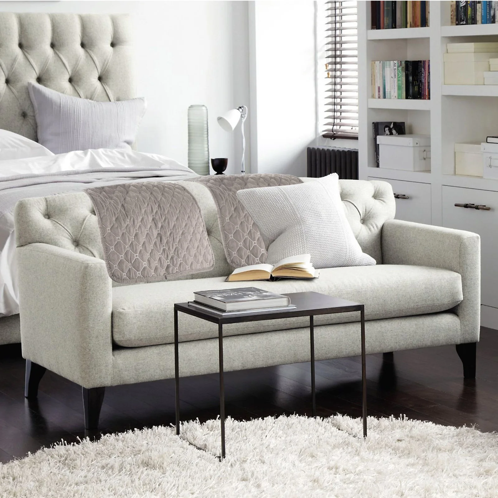 3Pcs Sofa Headrest Cover Polyester Soft Recliner Headrest Protector 57x38cm Wear Resistant Furniture Protector for Recliner Sofa