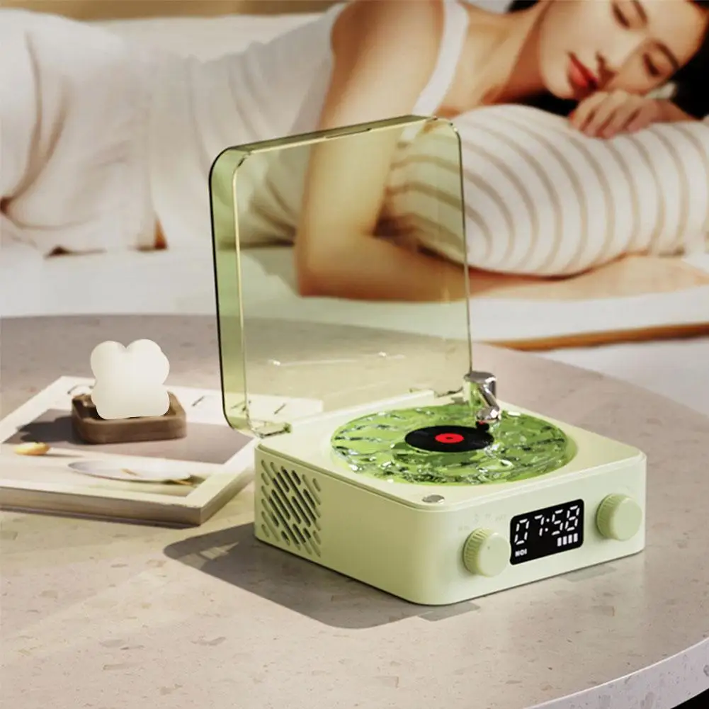 Mini Portable Retro Wave Vinyl Record Player Speakers 360 Surround Sound White Noise Bluetooth Speaker Music Center Support TF 5