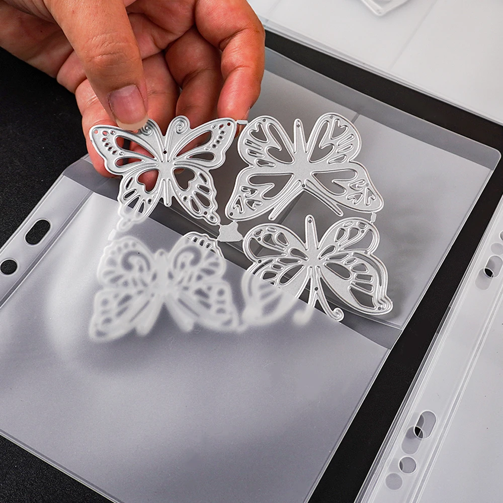 A5 6-Hole Strap Storage Clip And Storage Bag Scrapbook Cutting Die Organizing Sticker Stamp Transparent Bag
