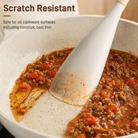 Cuillère-spatule multifonction en silicone pour ustensiles de cuisine antiadhésifs, ustensile de cuisine résistant à la chaleur avec manche en bois 6