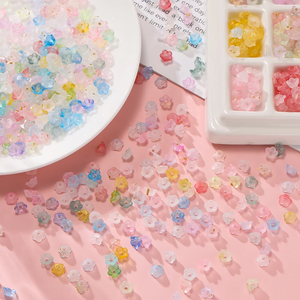 50Pcs/lot Gradient Flower Acrylic Beads Bellflower Spacer Beads Caps for DIY Charms Bracelets Jewelry Making Findings Accessorie 4