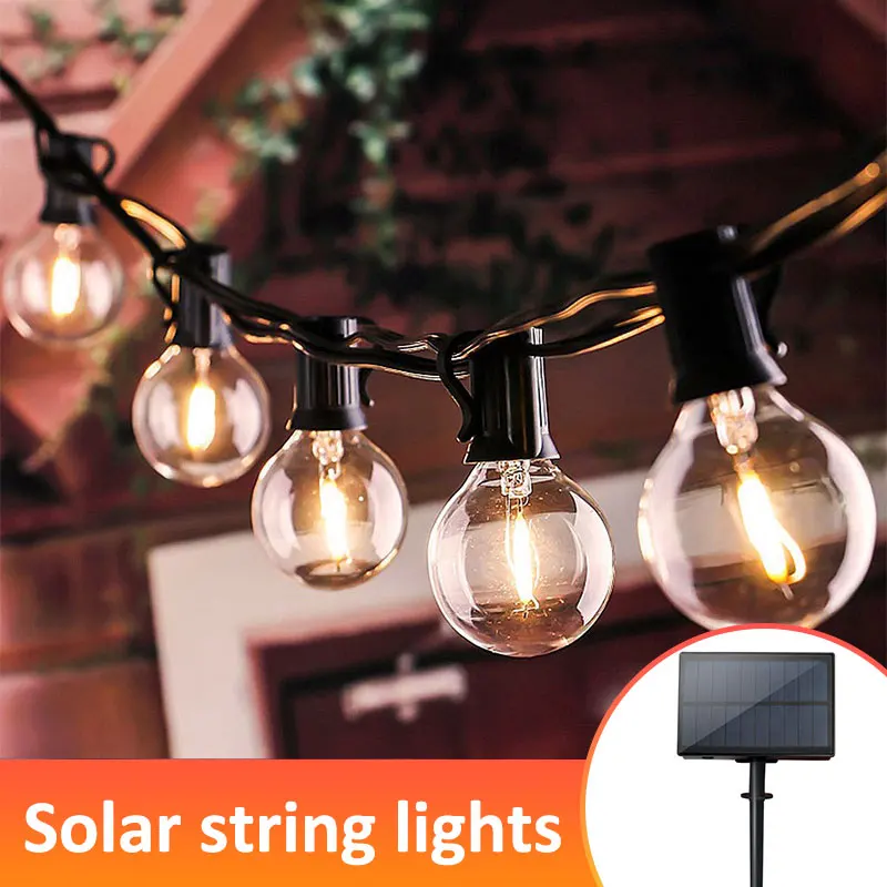 solar outside lights Solar String Lights, G40 Shatterproof LED Solar String Light Outdoor Umbrella Lights with 20 Bulbs Patio Waterproof Lights solar powered street lights Solar Lamps